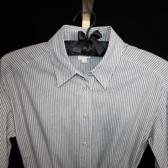 CINQ À SEPT Kelly Pinstripe Long Sleeve Mini Dress 4 - Picture 2 of 12